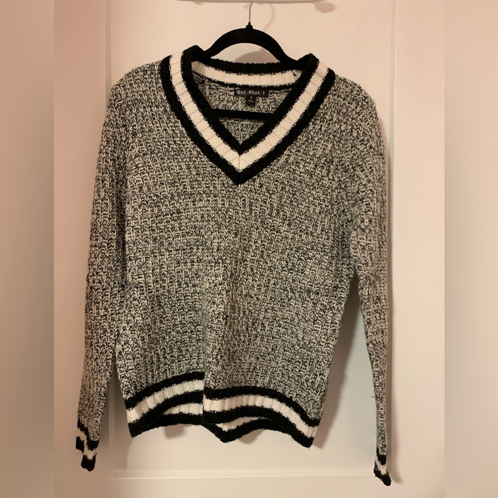 Black V-Neck Knit Sweater